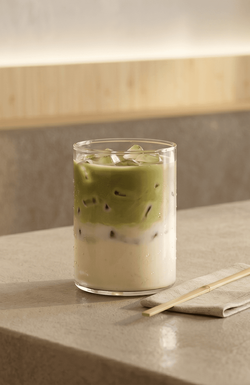 Iced matcha in de Bambu lounge
